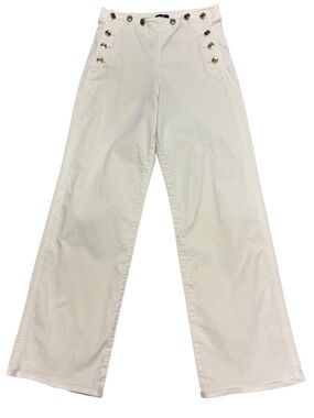 Express High Rise Wide Leg Sailor Jeans Cream Gold Button 0 Short - like new